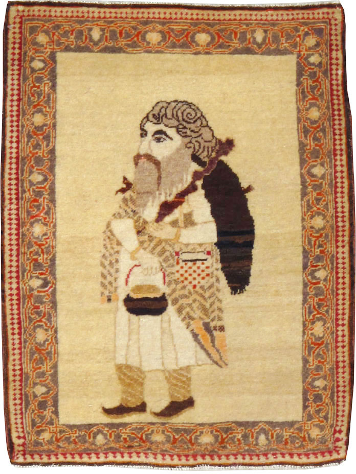 Vintage Persian Tabriz Pictorial Rug, No.12221 - Gsblank