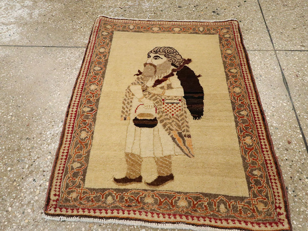 Vintage Persian Tabriz Pictorial Rug, No.12221 - Gsblank