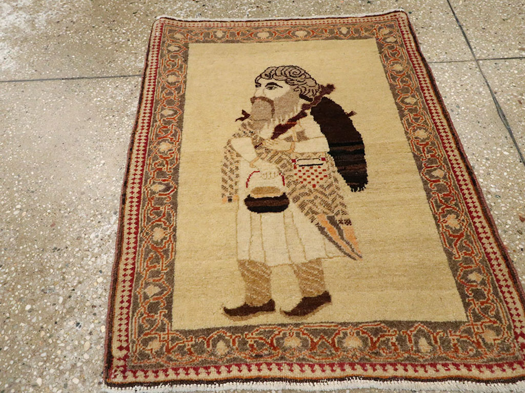 Vintage Persian Tabriz Pictorial Rug, No.12221 - Gsblank