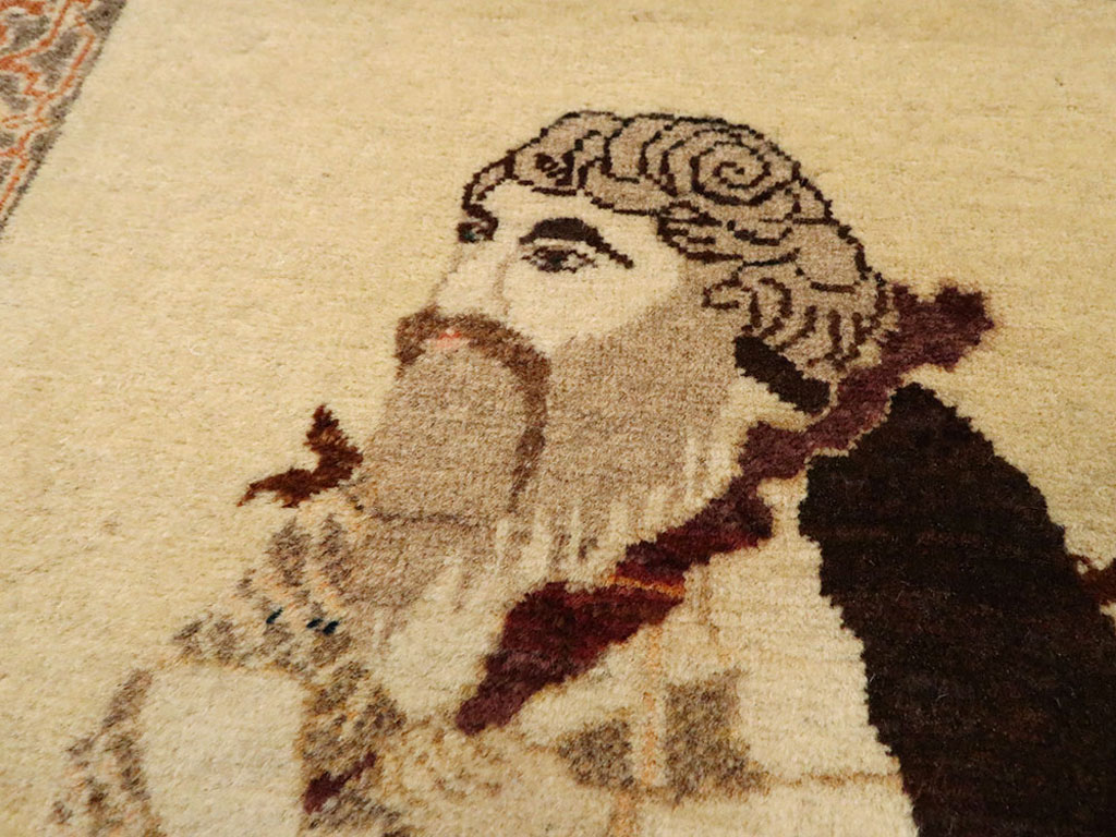 Vintage Persian Tabriz Pictorial Rug, No.12221 - Gsblank