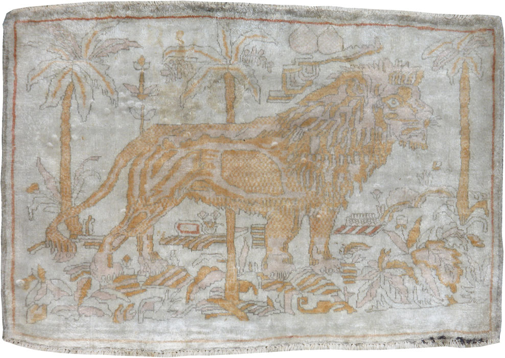 Vintage Persian Kayseri Pictorial Rug, No.12229 - Gsblank