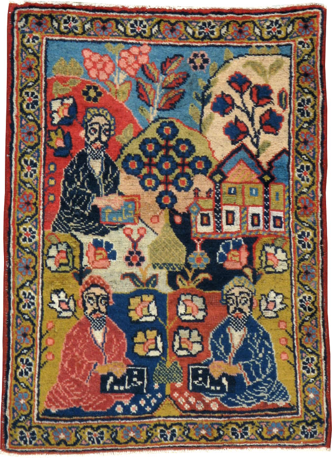 Antique Persian Tabriz Pictorial Rug, No.12233 - Gsblank