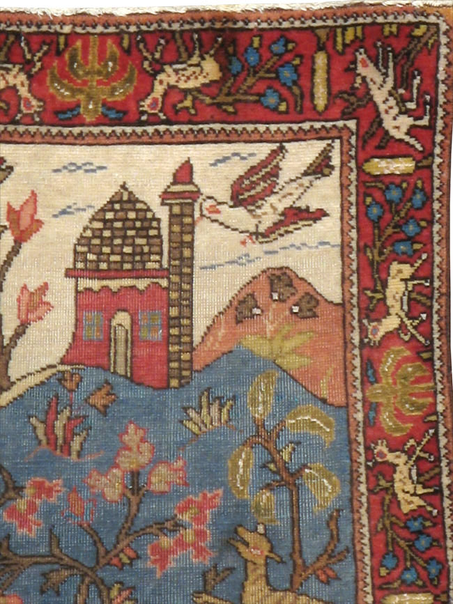 Antique Persian Tabriz Pictorial Rug, No.12234 - Gsblank