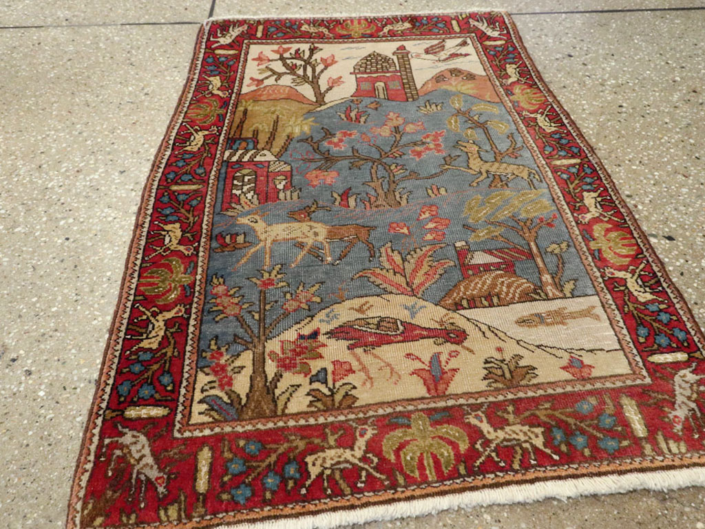 Antique Persian Tabriz Pictorial Rug, No.12234 - Gsblank