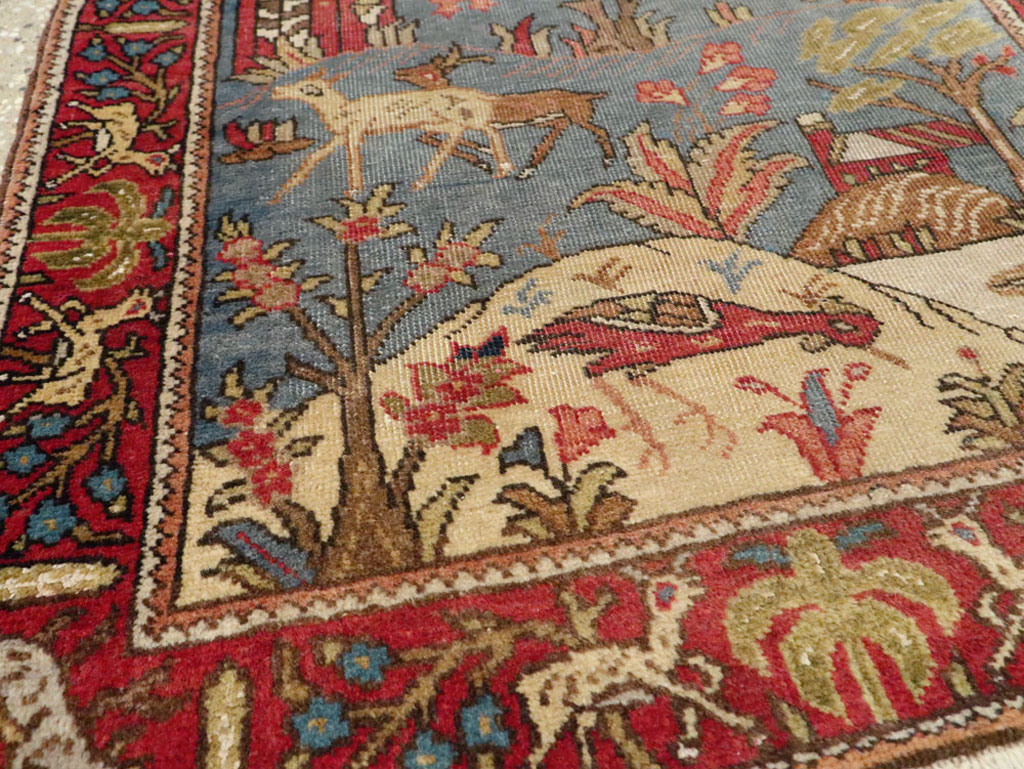 Antique Persian Tabriz Pictorial Rug, No.12234 - Gsblank