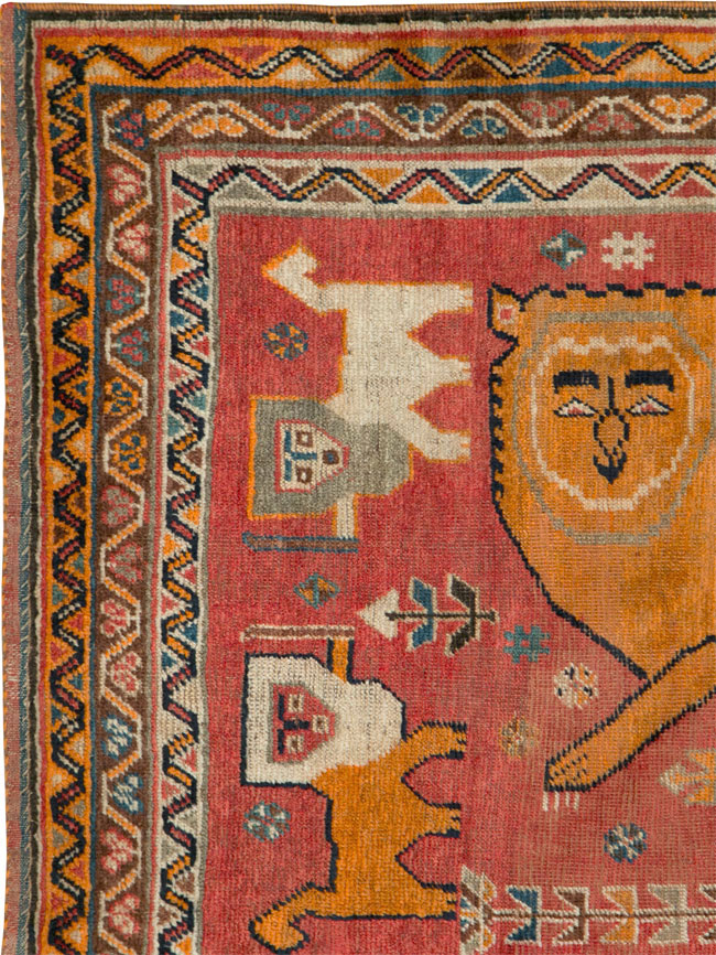 Antique Persian Gabbeh Pictorial Accent Rug, No.12235 - Gsblank
