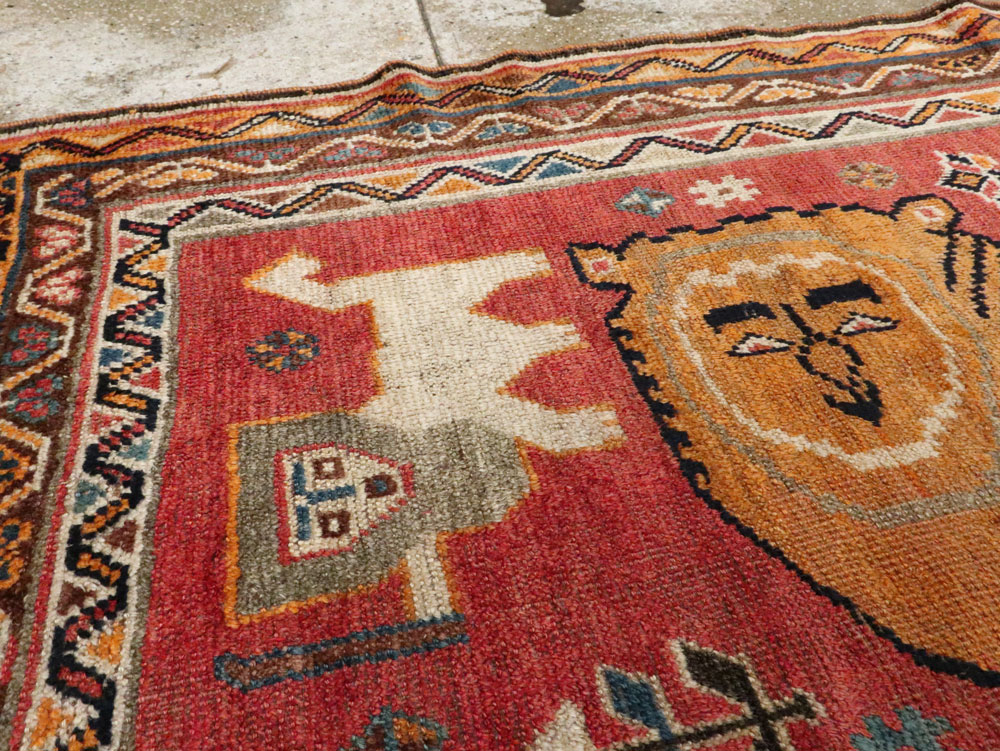 Antique Persian Gabbeh Pictorial Accent Rug, No.12235 - Gsblank