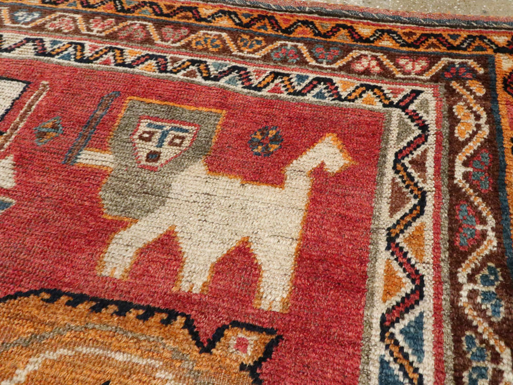 Antique Persian Gabbeh Pictorial Accent Rug, No.12235 - Gsblank