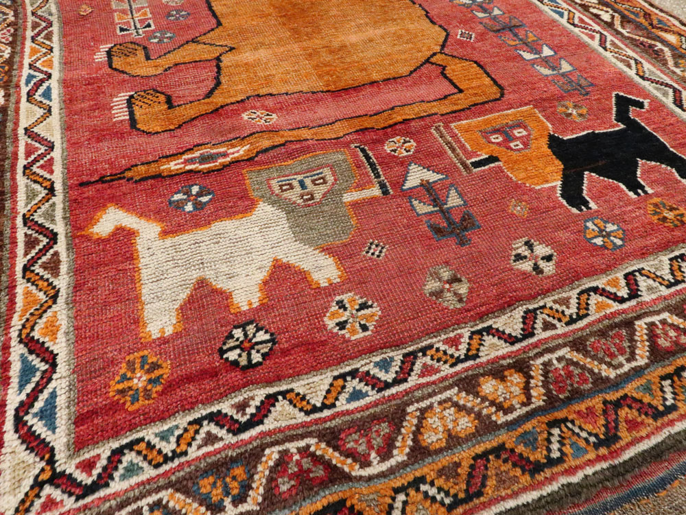 Antique Persian Gabbeh Pictorial Accent Rug, No.12235 - Gsblank