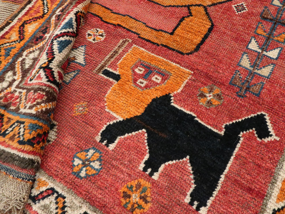Antique Persian Gabbeh Pictorial Accent Rug, No.12235 - Gsblank