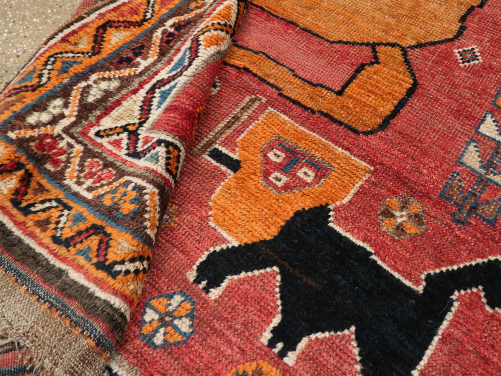 Antique Persian Gabbeh Pictorial Accent Rug, No.12235 - Gsblank