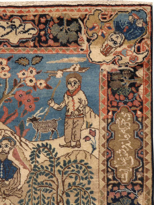 Vintage Persian Tabriz Pictorial Rug, No.12246 - Gsblank