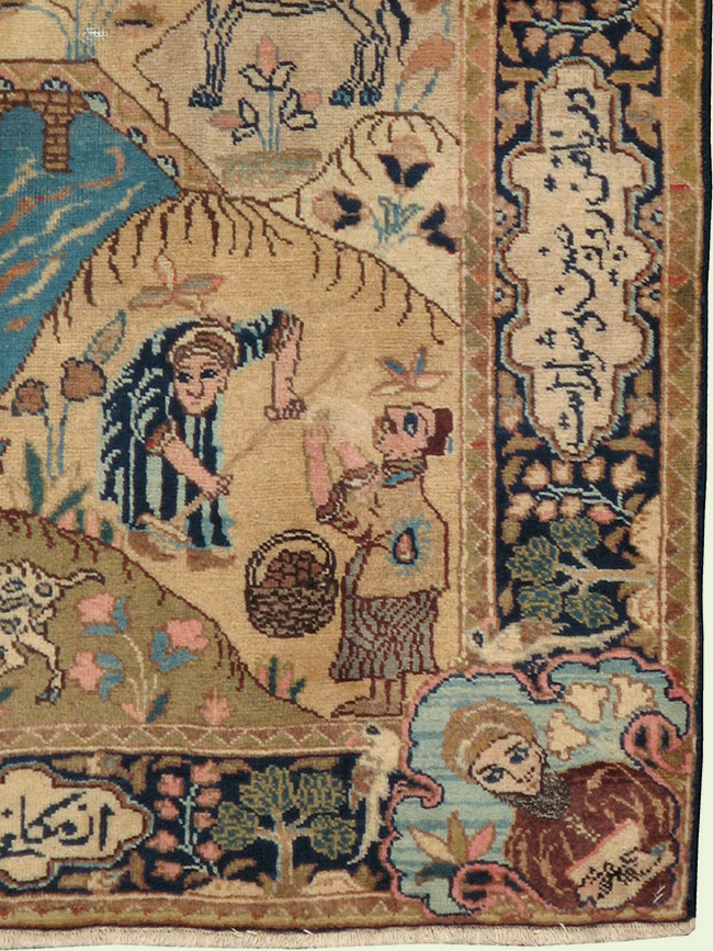 Vintage Persian Tabriz Pictorial Rug, No.12246 - Gsblank