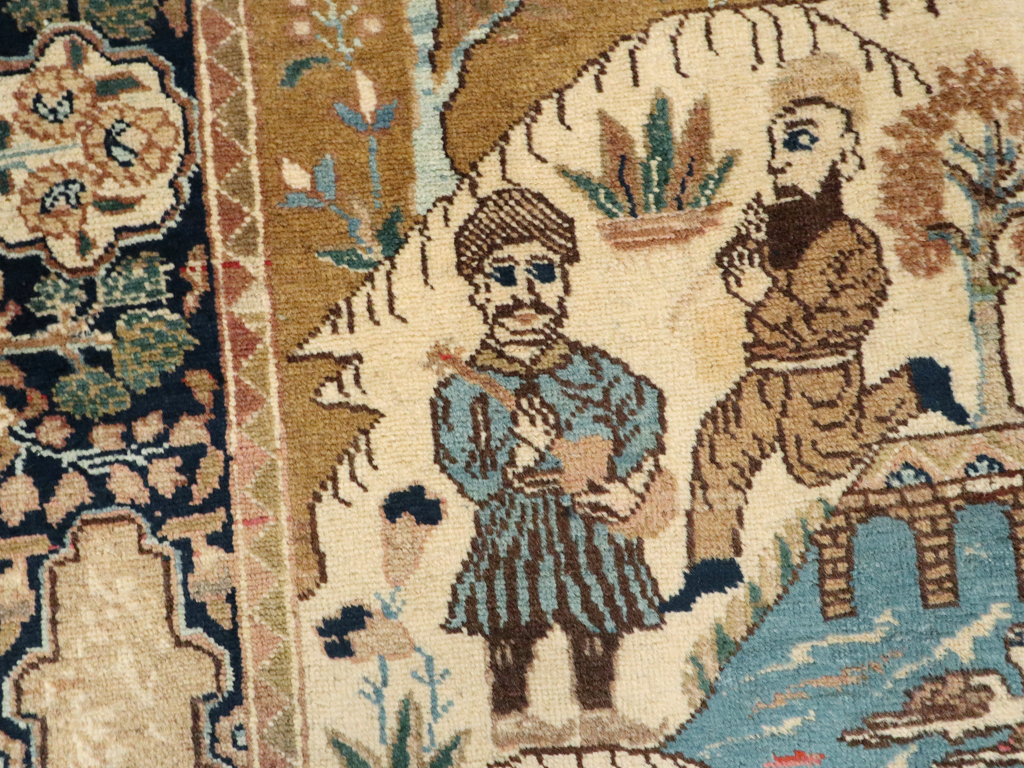 Vintage Persian Tabriz Pictorial Rug, No.12246 - Gsblank