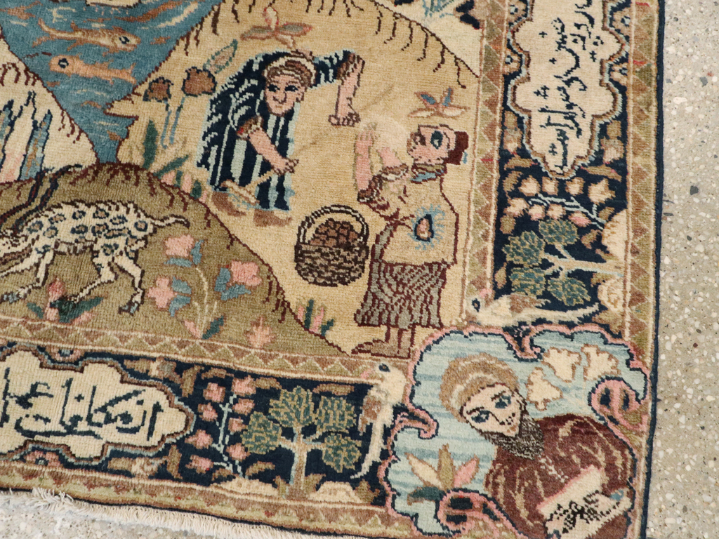 Vintage Persian Tabriz Pictorial Rug, No.12246 - Gsblank