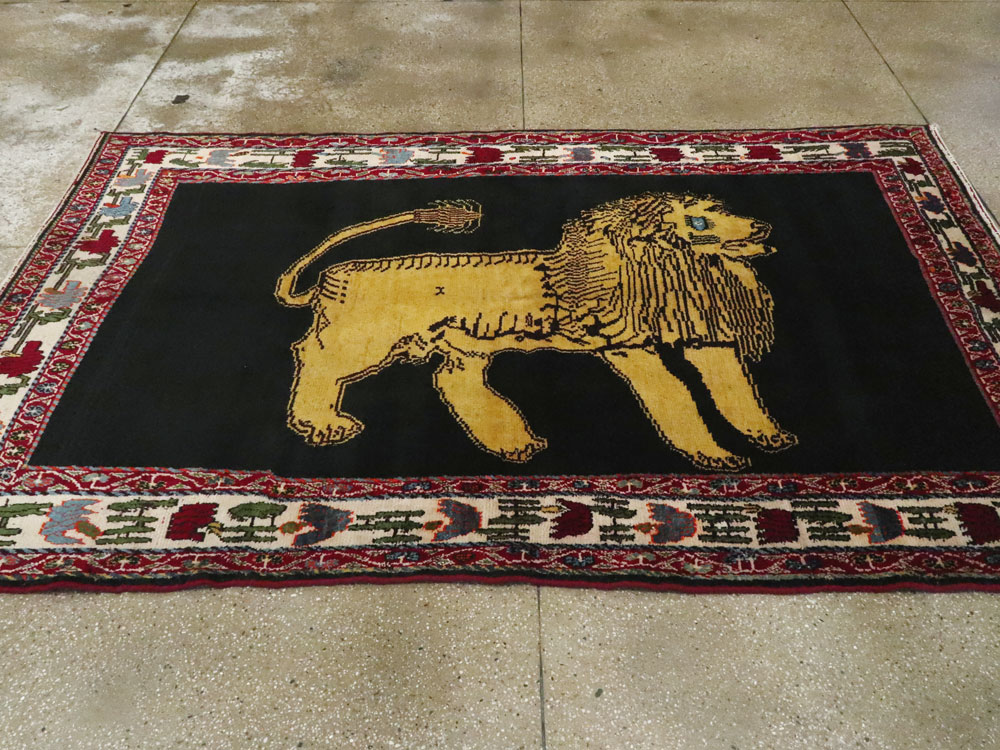 Vintage Persian Gabbeh Pictorial Rug, No.12256 - Gsblank