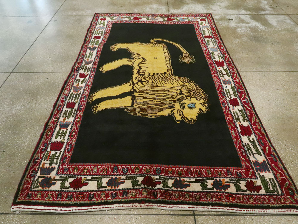 Vintage Persian Gabbeh Pictorial Rug, No.12256 - Gsblank