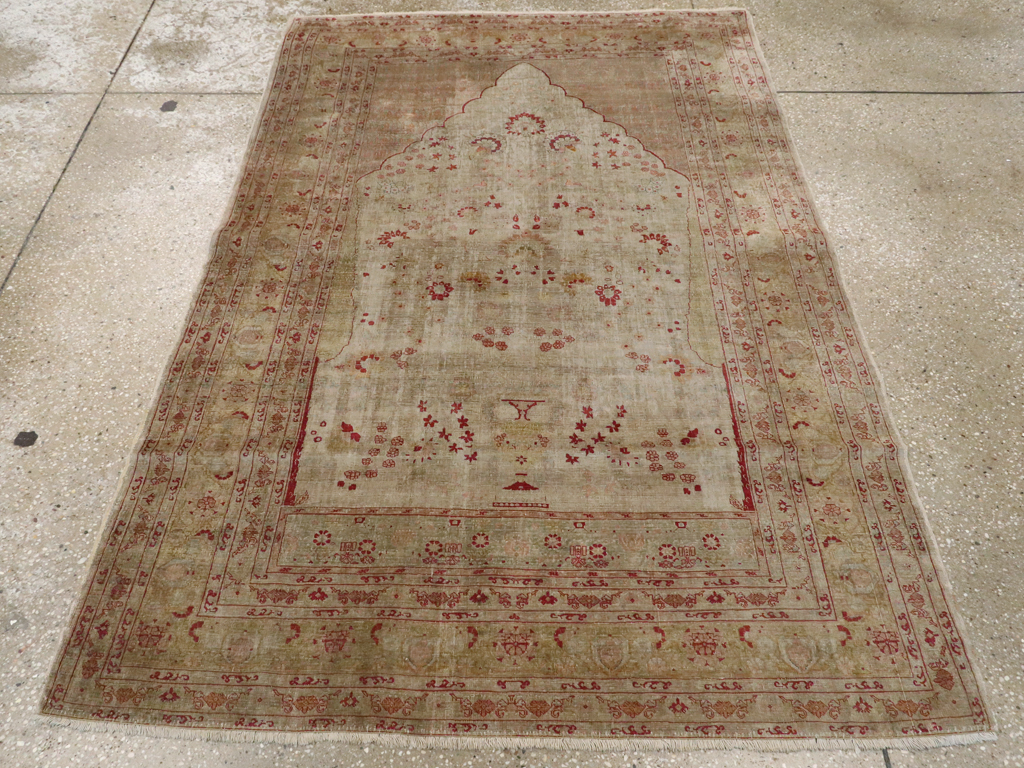 Antique Turkish Herekeh Silk Rug, No.12472 - Gsblank