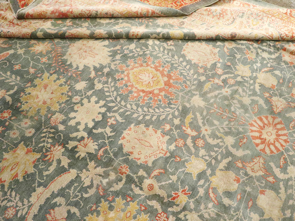 Antique Turkish Oushak Large Room Size Carpet, No.12639 - Gsblank