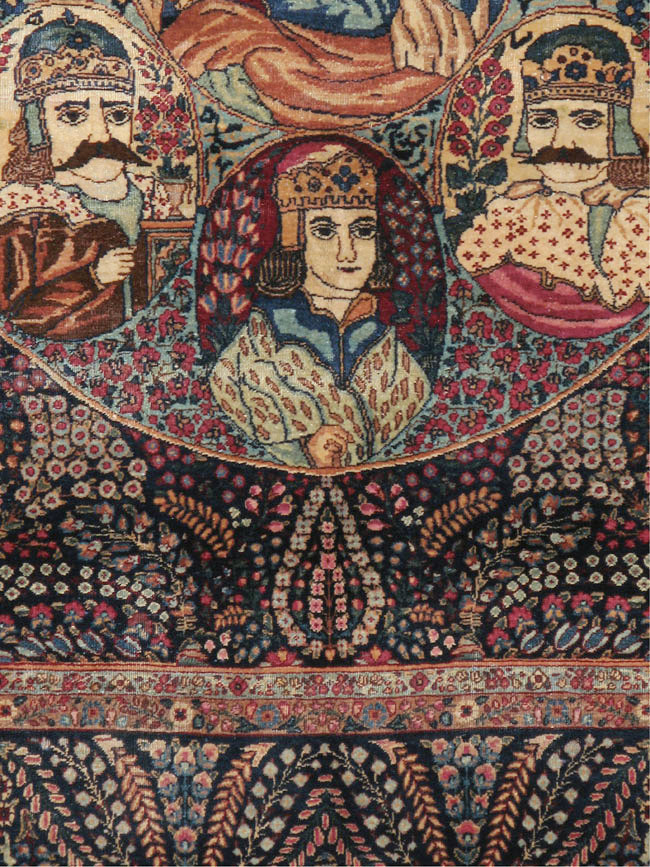 Antique Persian Kerman Pictorial Rug, No.12703 - Gsblank