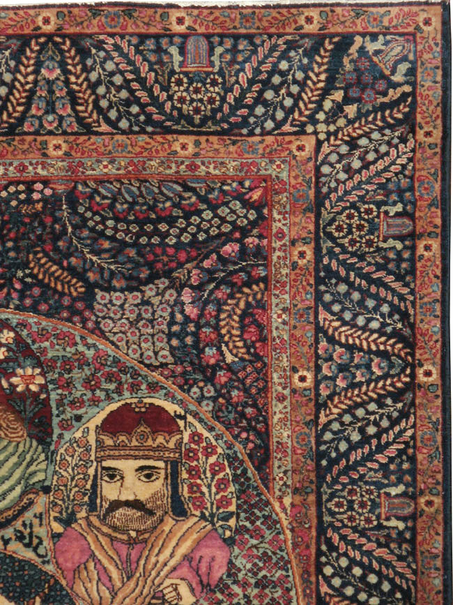 Antique Persian Kerman Pictorial Rug, No.12703 - Gsblank