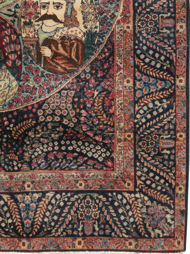 Antique Persian Kerman Pictorial Rug, No.12703 - Gsblank