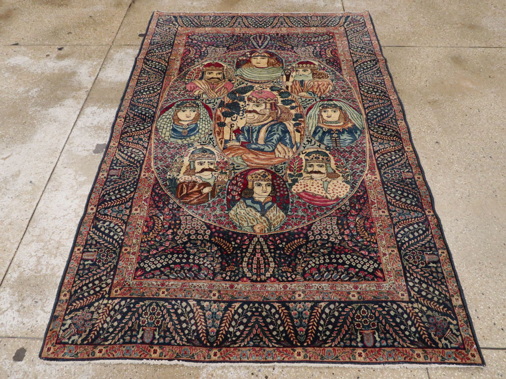 Antique Persian Kerman Pictorial Rug, No.12703 - Gsblank