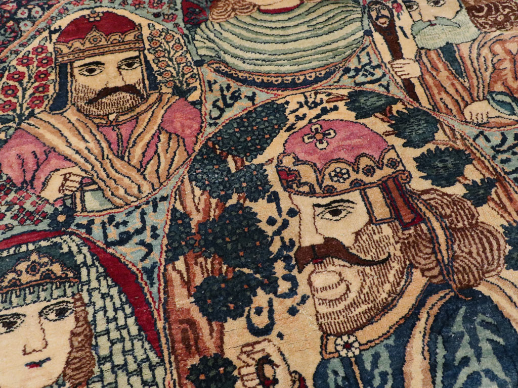 Antique Persian Kerman Pictorial Rug, No.12703 - Gsblank