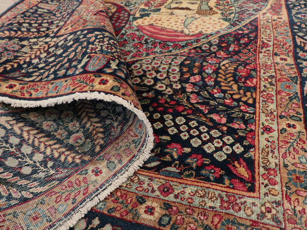 Antique Persian Kerman Pictorial Rug, No.12703 - Gsblank