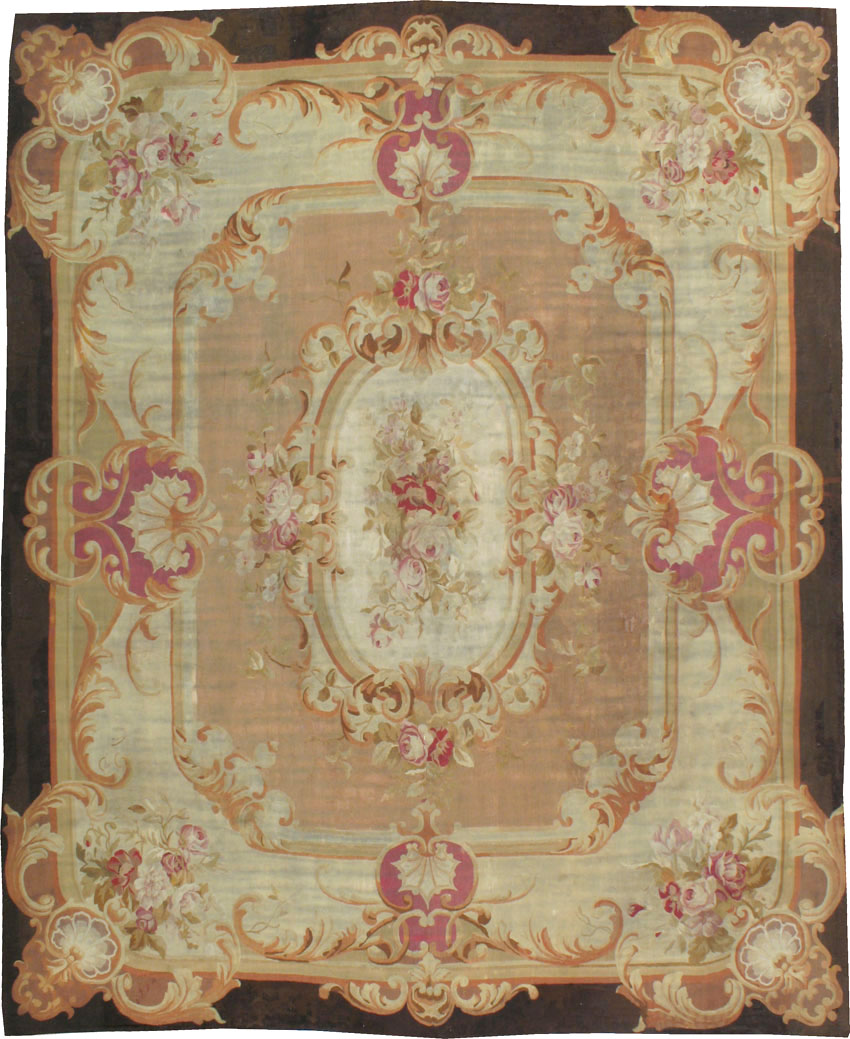 Antique French Aubusson Rug, No.13089 - Gsblank