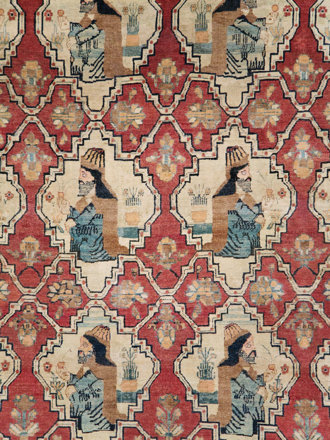 Antique Persian Pictorial Kerman Carpet, No.13204 - Gsblank