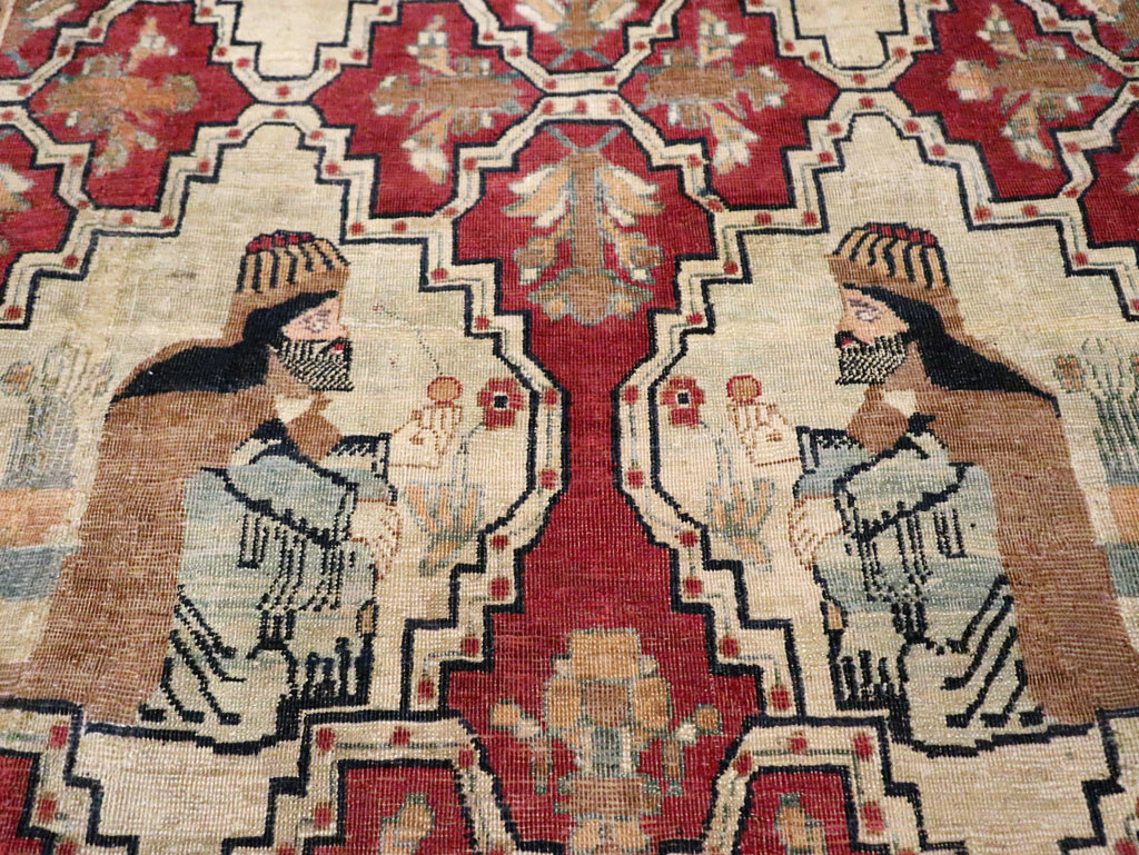 Antique Persian Pictorial Kerman Carpet, No.13204 - Gsblank