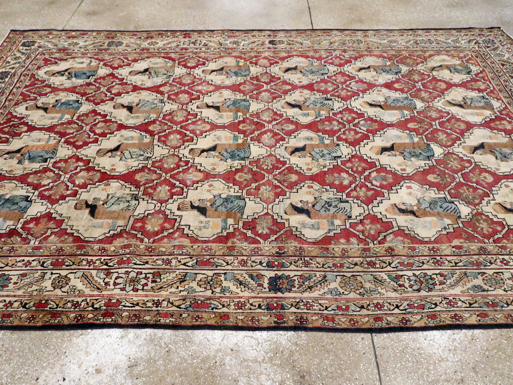 Antique Persian Pictorial Kerman Carpet, No.13204 - Gsblank