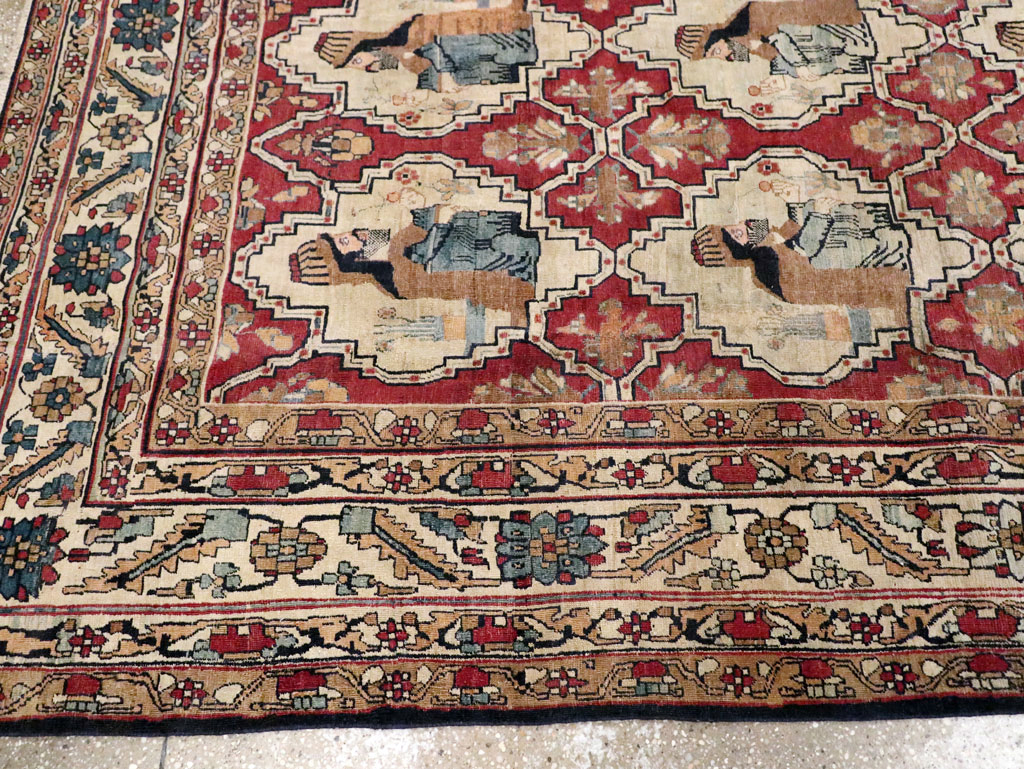 Antique Persian Pictorial Kerman Carpet, No.13204 - Gsblank
