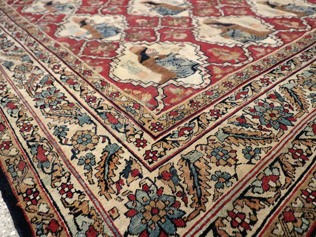 Antique Persian Pictorial Kerman Carpet, No.13204 - Gsblank