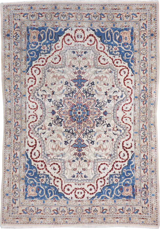 Vintage Persian Nain Rug, No.13278 - Gsblank