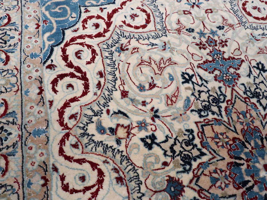Vintage Persian Nain Rug, No.13278 - Gsblank