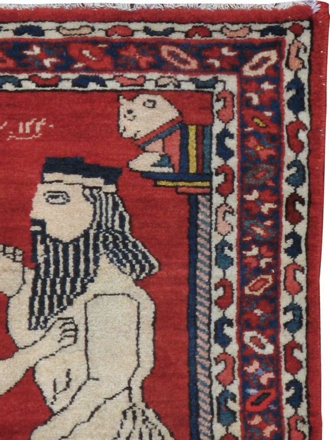 Vintage Persian Bakhtiari Pictorial Rug, No.13279 - Gsblank