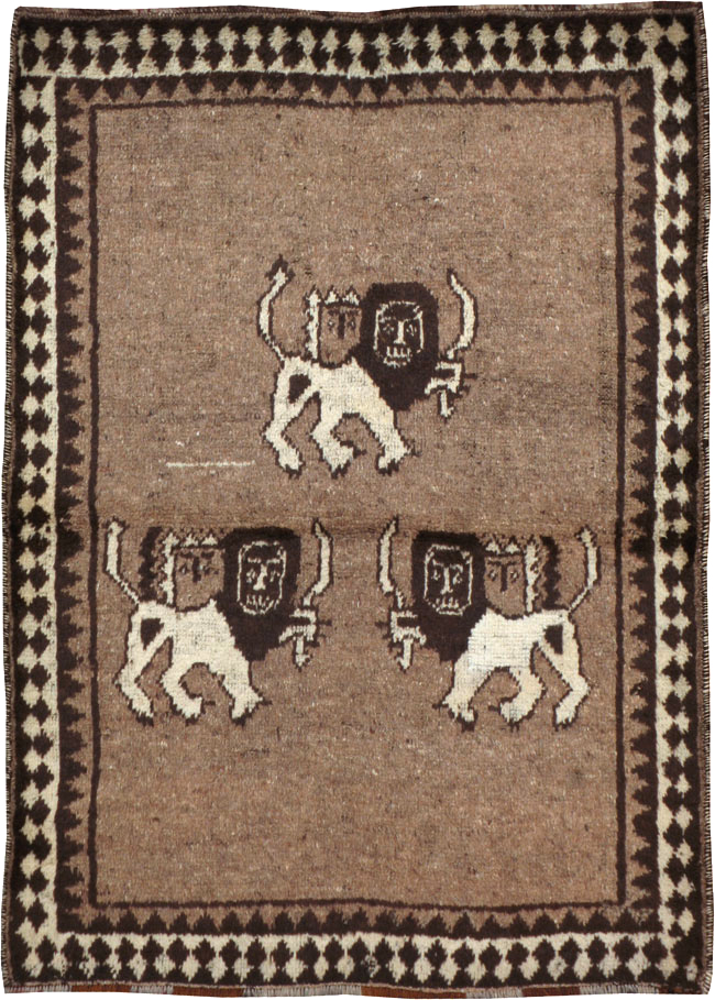 Vintage Persian Gabbeh Pictorial Rug (Pair: 1 of 2), No.13303 - Gsblank