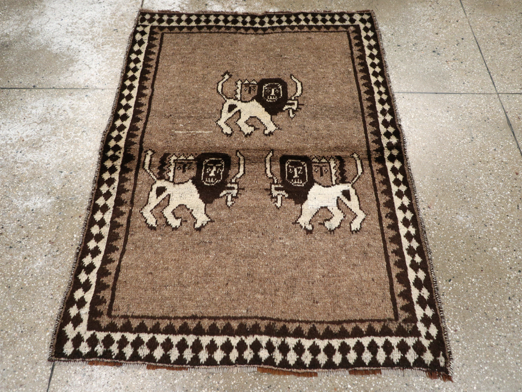 Vintage Persian Gabbeh Pictorial Rug (Pair: 1 of 2), No.13303 - Gsblank