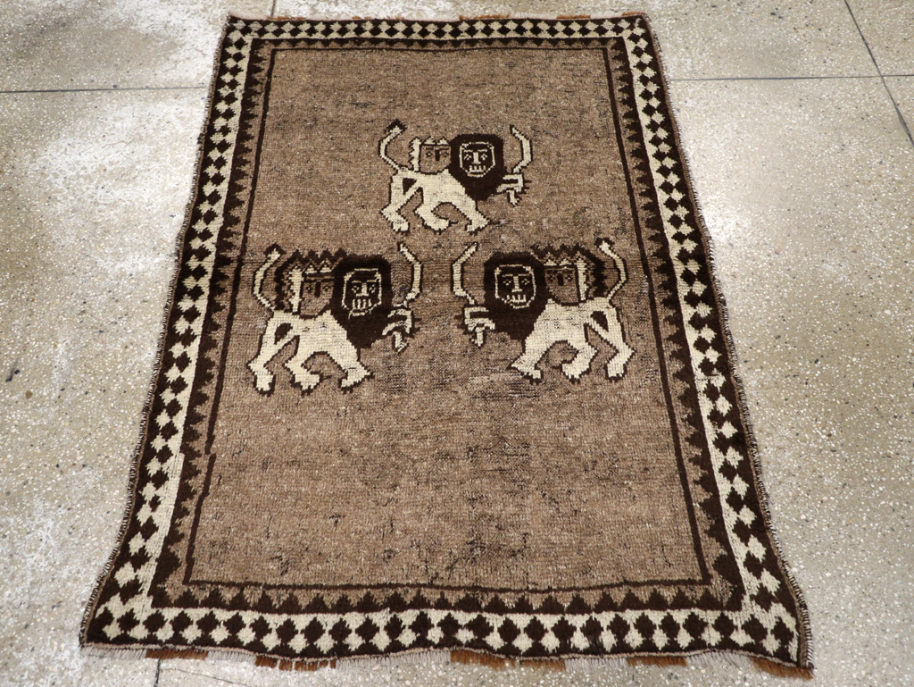 Vintage Persian Gabbeh Pictorial Rug (Pair: 2 of 2), No.13304 - Gsblank