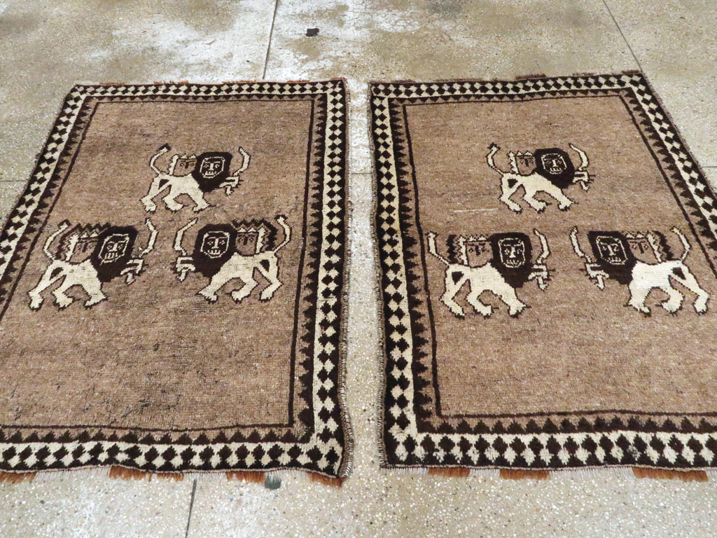 Vintage Persian Gabbeh Pictorial Rug (Pair: 2 of 2), No.13304 - Gsblank