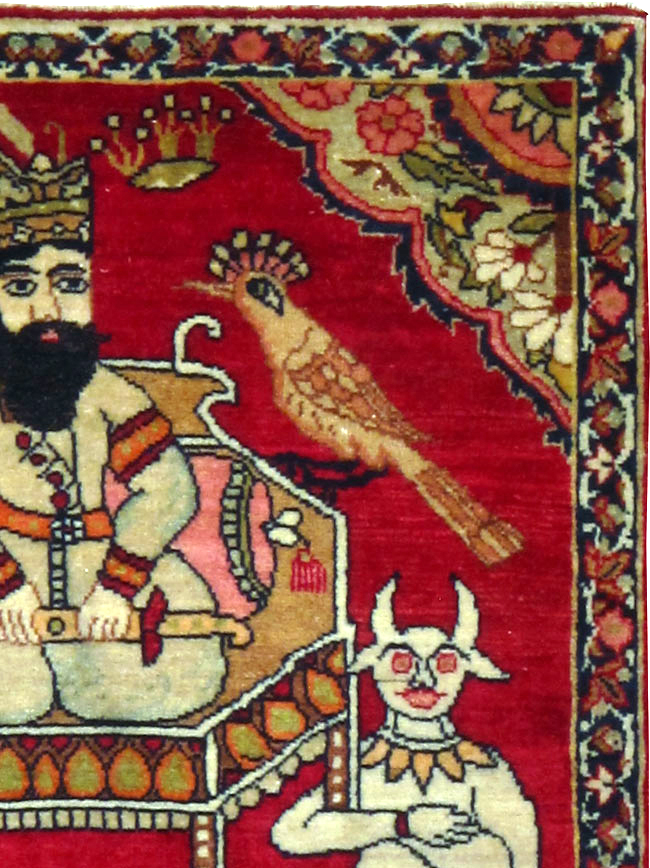 Antique Persian Lavar Kerman Pictorial Rug (Pair: 1 of 2), No.13310 - Gsblank