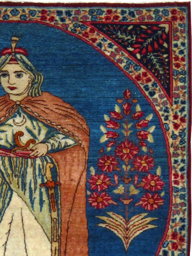 Antique Persian Lavar Kerman Pictorial Rug, No.13312 - Gsblank