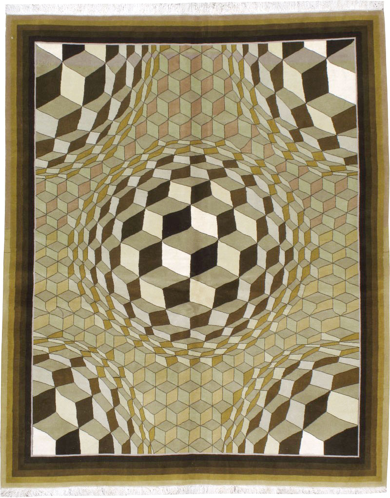 Vintage Persian Tabriz Modernist Rug, No.13324 - Gsblank