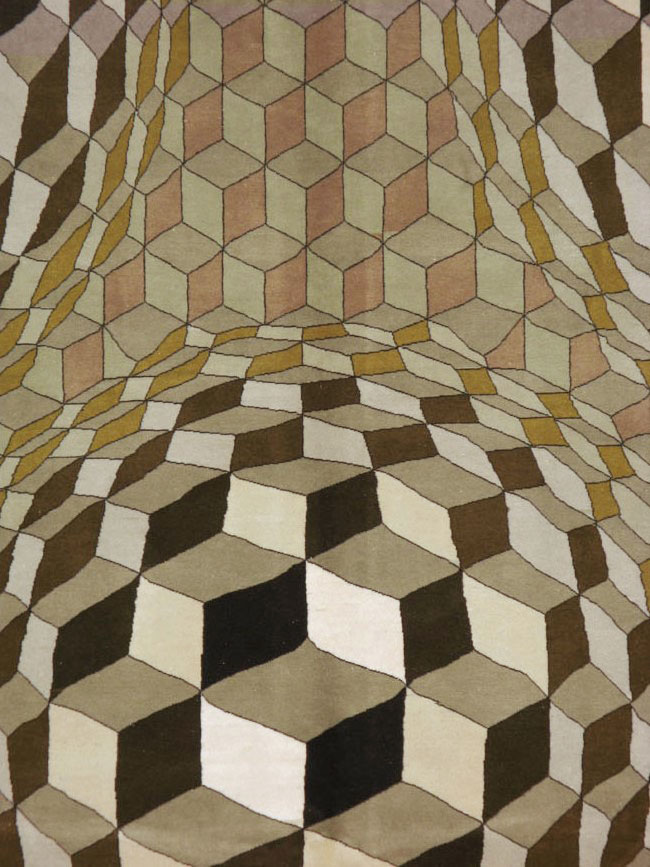 Vintage Persian Tabriz Modernist Rug, No.13324 - Gsblank