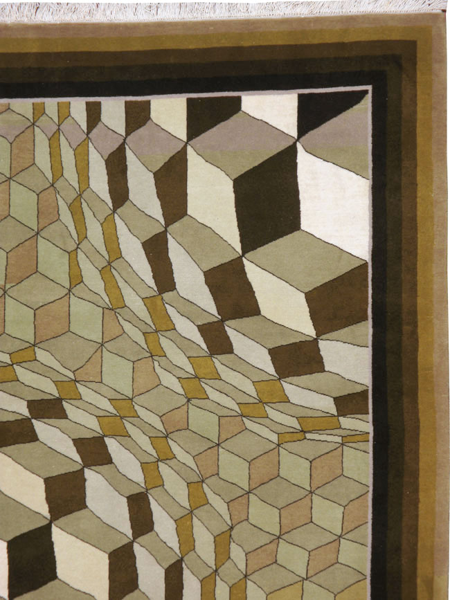 Vintage Persian Tabriz Modernist Rug, No.13324 - Gsblank