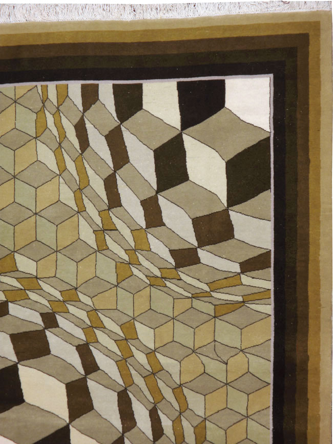 Vintage Persian Tabriz Modernist Rug, No.13324 - Gsblank