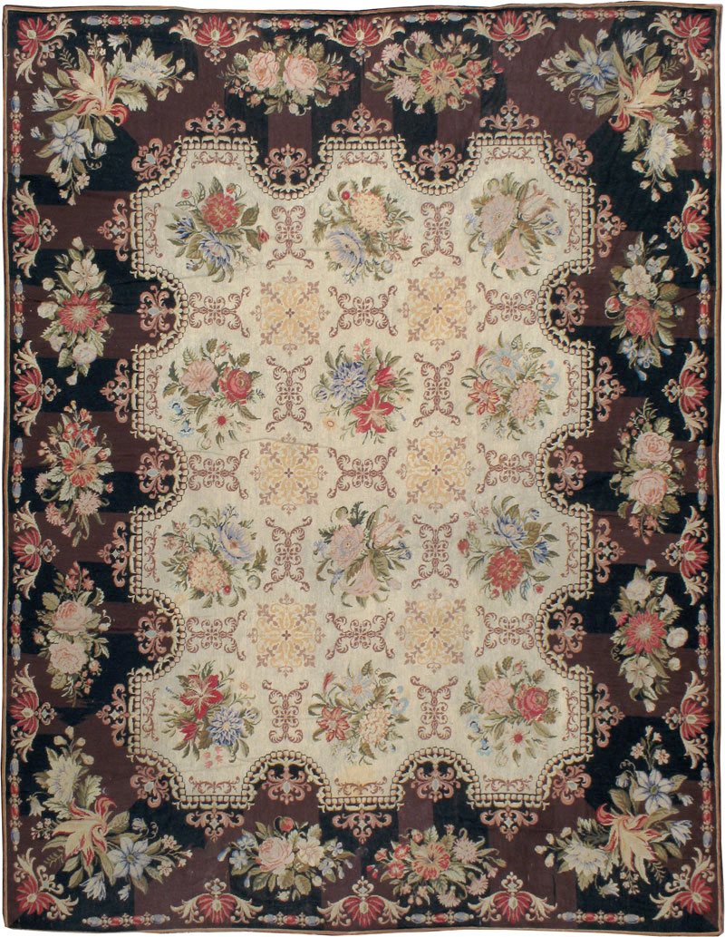 Antique English Needlepoint Rug, No.13325 - Gsblank