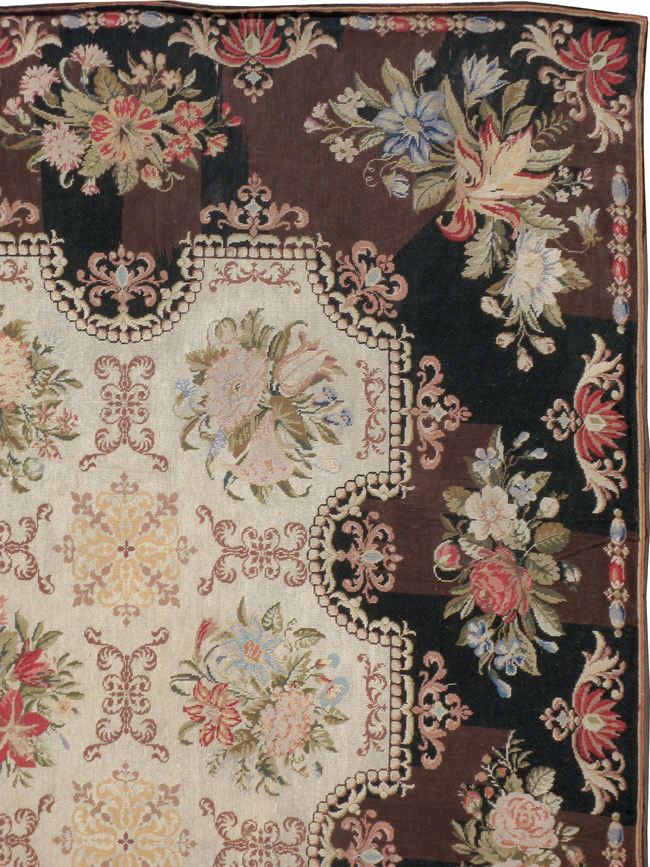 Antique English Needlepoint Rug, No.13325 - Gsblank